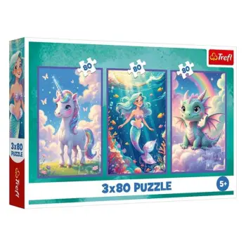 Puzzle me Unicorn, Dragua, Sirenë 3 në 1 - Trefl