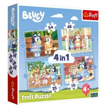 Puzzle me dizajn Bluey 4 në 1 - Trefl