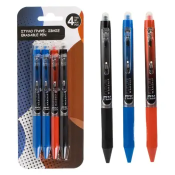 Set stilolapsa me gomë blu e kuqe e zezë 0.5 mm - 4 copë