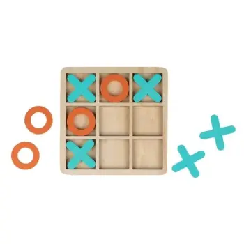 Lojë druri Tic Tac Toe mente dhe portokalli 12.5x12.5cm - 10 copë