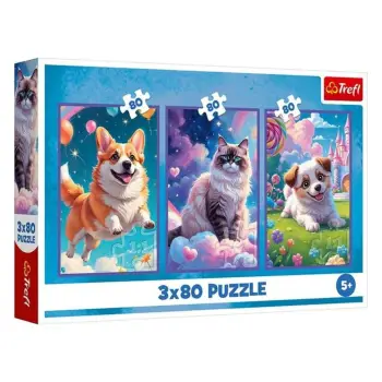 Puzzle me qen dhe kotele 3 në 1 - Trefl