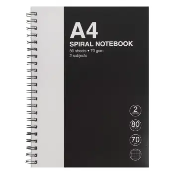 Fletore me kuti A4, e zezë gri me 2 ndarje dhe spirale - 80F