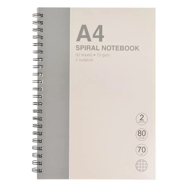 Fletore me kuti A4, bezhë gri me 2 ndarje dhe spirale - 80F - 1