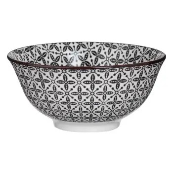 Tas servirje porcelani e bardhë me dizajn të zi 600ml