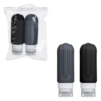 Set shishe udhëtimi silikoni gri e zezë 90ml - 2 copë