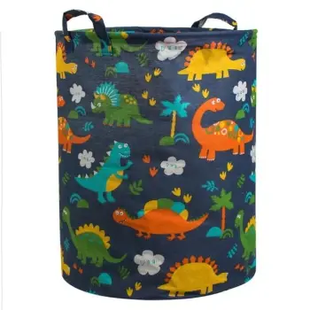 Kosh rrobash për fëmijë blu me dizajn Dinosaurë Ø35x45cm