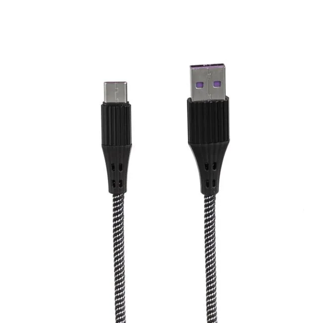 Fishë USB, Type C për karrikim dhe transferim të të dhënave - 2.4A i Gërshetuar 1m - 1