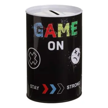Arkë kursimi metalike e zezë me dizajn gaming Ø8x12.5cm