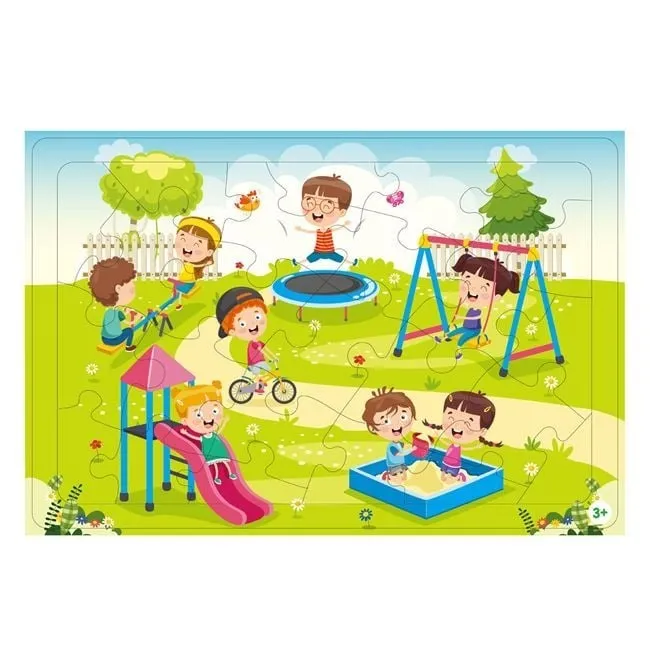 Puzzle me kënd lojërash ngjyrë jeshile (24 copë) - 1