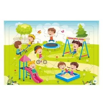 Puzzle me kënd lojërash ngjyrë jeshile (24 copë)