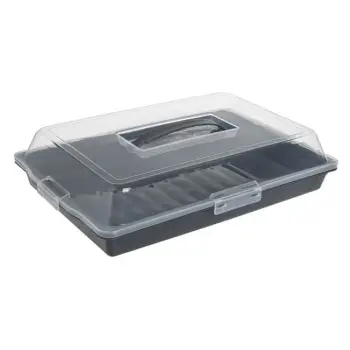 Organizues plastik me kapak dhe dorezë për ushqime 30x44x10cm