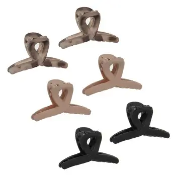 Kapëse flokësh ngjyrë bezhë, e zezë dhe leopardi me lak 4.5 cm - 6 copë