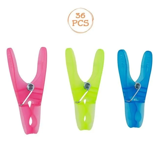 Kapëse rrobash plastike ngjyrë rozë, blu, jeshile 8.4cm - 36 copë - 1