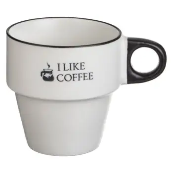 Filxhan i vogël qeramik I bardhë me detaje të zeza "I like coffee" 220ml