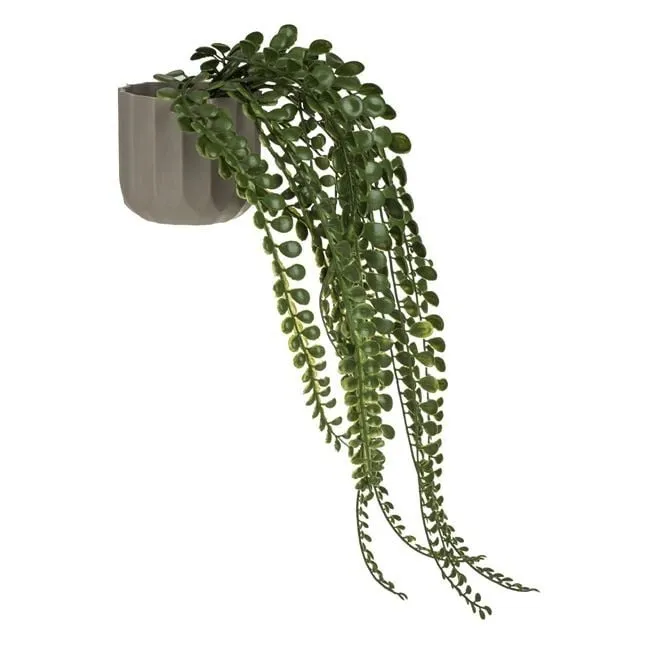 Vazo plastike dekorative ngjyrë kafe me bimë artificiale Ø8x40cm - 1