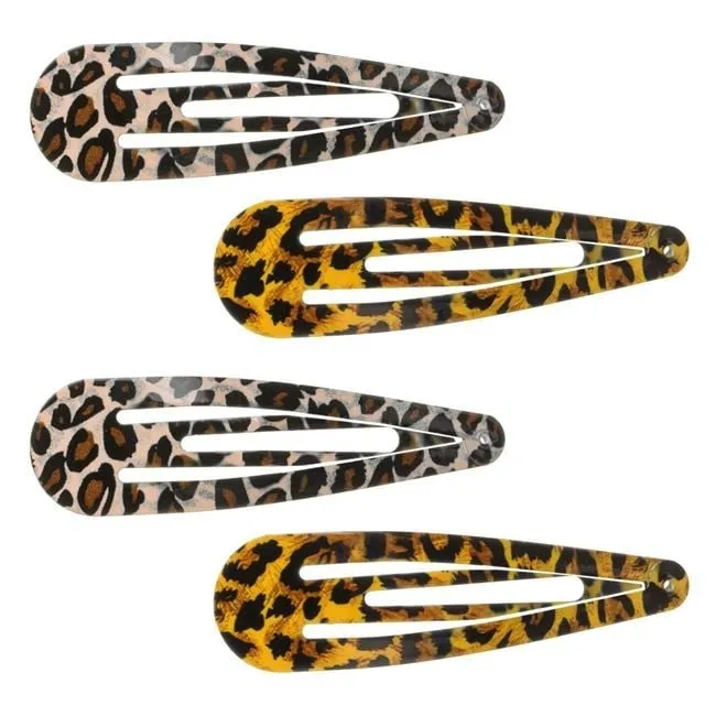 Kapëse flokësh leopard ngjyrë kafe gri 7 cm - 4 copë - 1