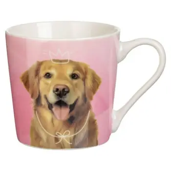 Filxhan qeramik rozë me qen labrador dhe kurorë 410ml