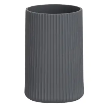 Mbajtëse furçash plastike me dizajn me vija gri 7x7x12cm