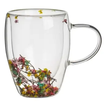 Filxhan qelqi e dyfishtë me lule shumëngjyrëshe 350ml