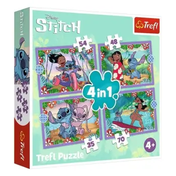 Puzzle 4 në 1 Lilo &amp; Stitch - Trefl
