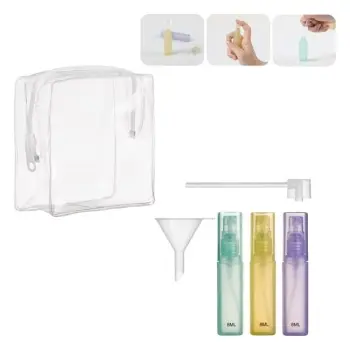 Set shishesh me spray për udhëtim, ngjyrë mente, e verdhë, lejla dhe mjete 24ml - 5 copë