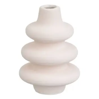 Vazo qeramike mini bezhë formë 3 unaza Ø6.7x10cm