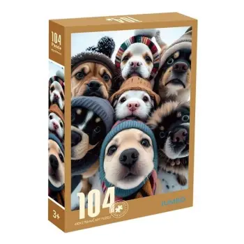Puzzle me qen dhe kapele në dëborë (104 pjesë)