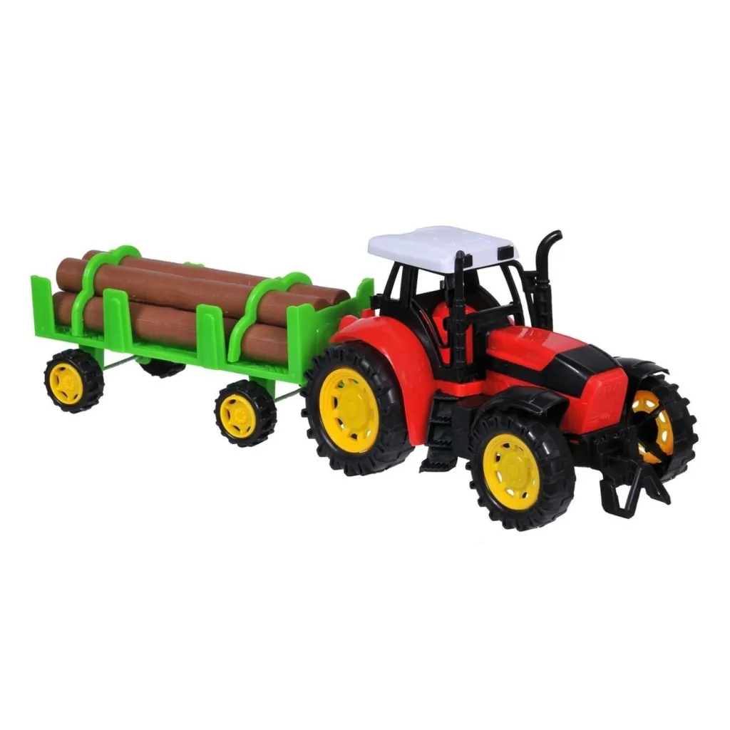 Mjet traktor i kuq me karroce & dru - 1