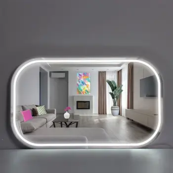 Pasqyrë me LED neoni drejtkëndëshe e bardhë 50x30cm
