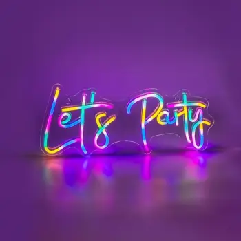 Panel me LED neon shumëngjyrësh "Let's Party" 40x17.5cm