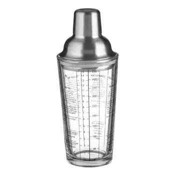 Shaker për koktejle qelqi me kapak inox 450 ml