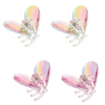Kapëse flokësh transparente me ngjyrat rozë të ylberta, 4.5 cm - 4 copë