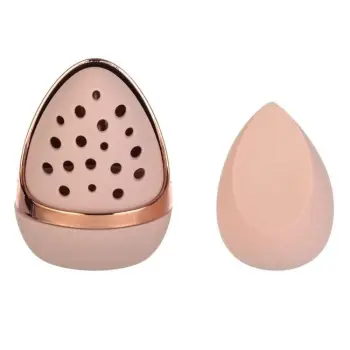Set sfungjer për make-up rozë dhe kuti me vrima rose gold Ø4.5x6cm - 2 copë