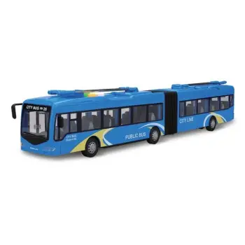 Autobus i dyfishtë i qytetit blu me tinguj dhe drita