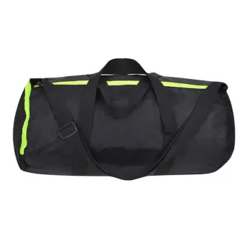 Çantë palestre sportive e zezë me doreza dhe zinxhir të verdhë fluo 48x25x35cm