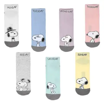 Çorape për femra me ngjyra të ndryshme për çdo ditë të javës, model Snoopy – 7 palë