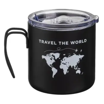 Filxhan kafeje inox printim i hartës së zezë "Travel the World" 350ml