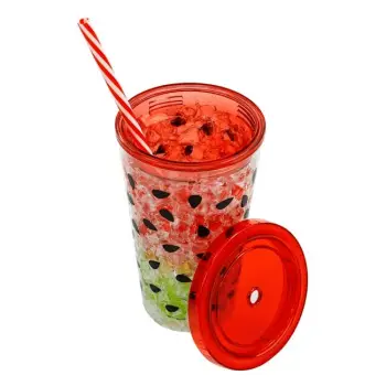 Gotë plastike 410 ml me kapak dhe pip, me dizajn shalqi