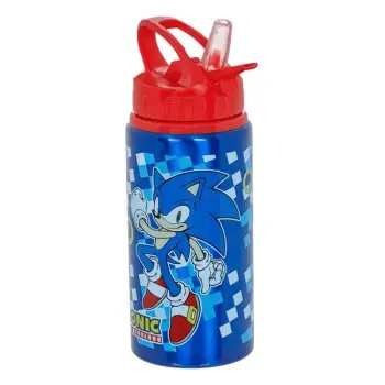 Shishe uji alumini për fëmijë, me kapak ngjyra blu Sonic, 500 ml