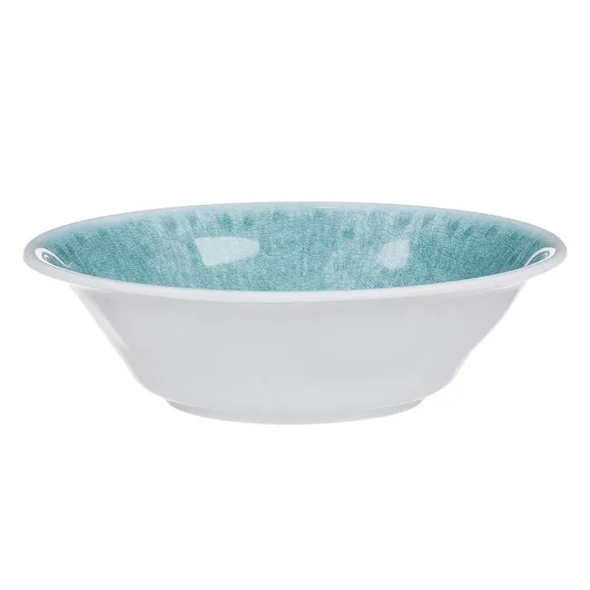 Tas servirje melamine i bardhë dhe turkuaz 25.2x7.6cm - 1