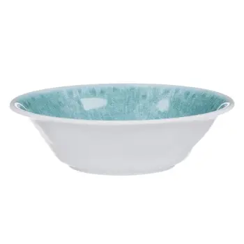 Tas servirje melamine i bardhë dhe turkuaz 25.2x7.6cm
