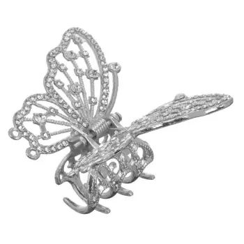 Kapëse flokësh për femra flutur argjendi diamant argjendi 6cm