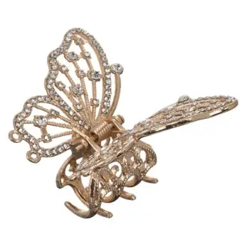 Kapëse flokësh për femra flutur floriri me diamant argjendi 6cm