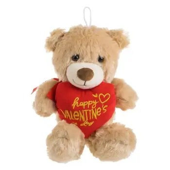 Arush pelushi ngjyrë kafe "Happy Valentine" 24cm