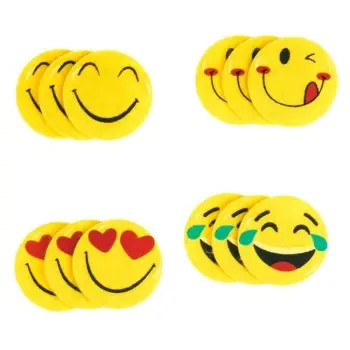 Figura emoji të verdha me ngjitëse 4cm - 24 copë