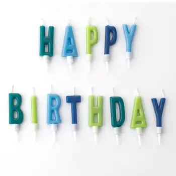 Qirinj për ditëlindje ngjyrë blu jeshile "Happy Birthday" 13 copë