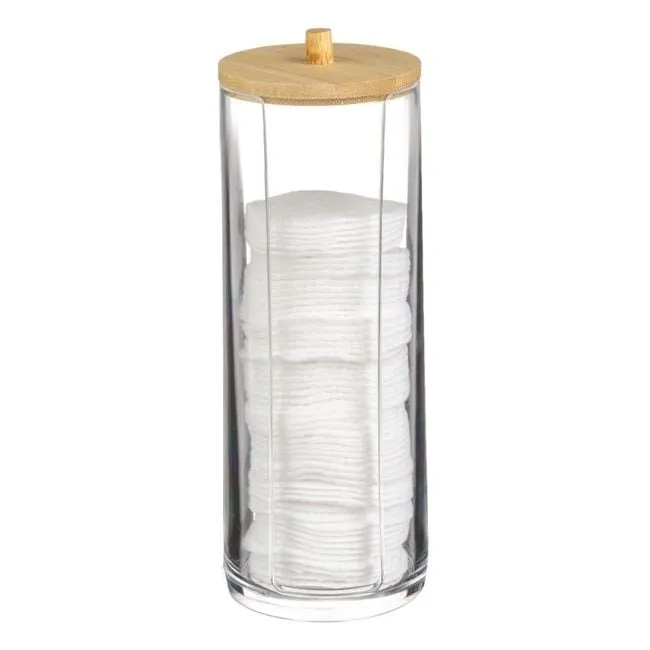 Kuti akrilike për letrat e heqjes së grimit me kapak bambu transparent 7x20cm - 1