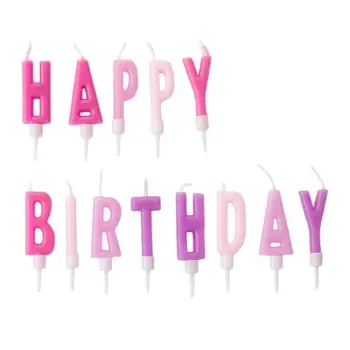 Qirinj për ditëlindjen ngjyrë rozë vjollcë "Happy Birthday" 13 copë
