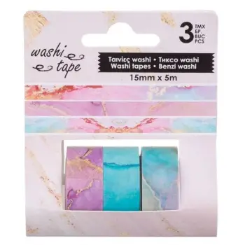 Shirit ngjitës transparent blu, vjollcë dhe model mermeri 5mx1.5cm - 3 copë