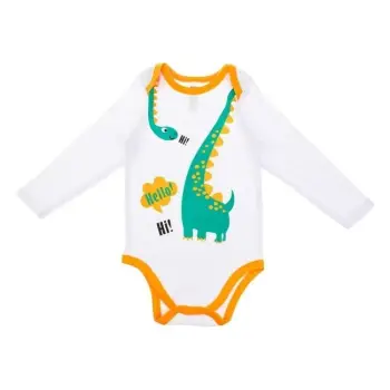 Body pambuku për bebe, në ngjyrë të bardhë me model dinosauri (12-18 muajsh)